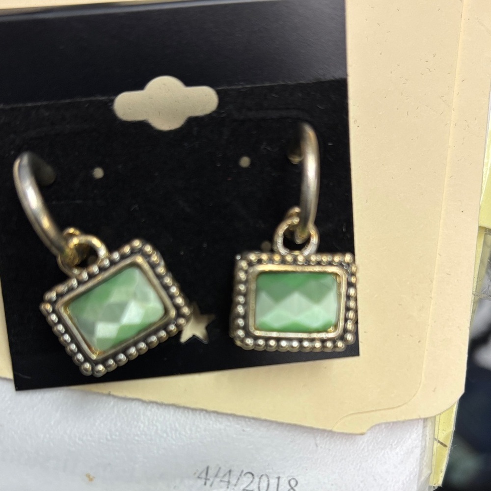 Chic Green and Gold Drop Earrings
